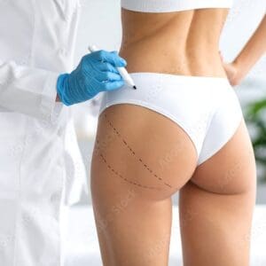 Plastic Surgery Marking Buttocks.