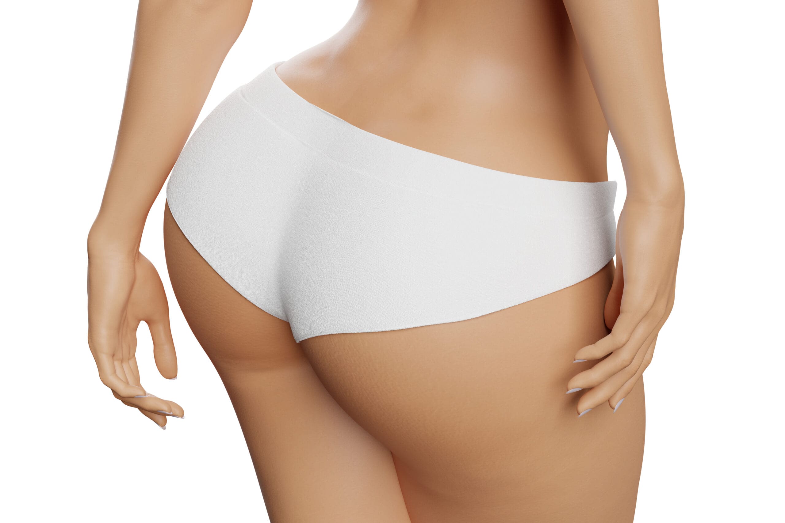 Beautiful slim and curvy body in white panties