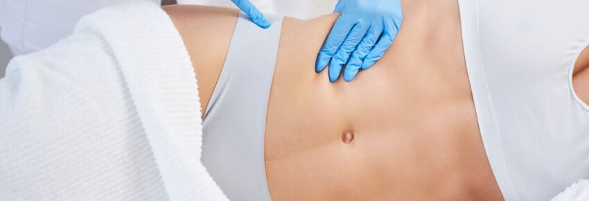 Picture of lipolysis treatment on different parts of woman body